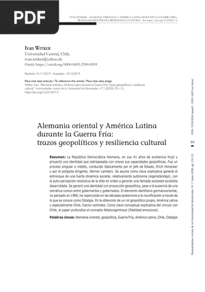 Alemania oriental y América Latina durante la Guerra Fría: Trazos geopolíticos y resiliencia cultural