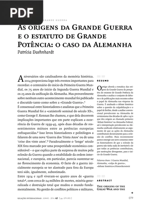 As origens da Grande Guerra e o estatuto de Grande Potência: o caso da Alemanha (Portugués)