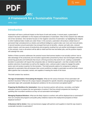 Automation: A Framework for a Sustainable Transition (Inglés)