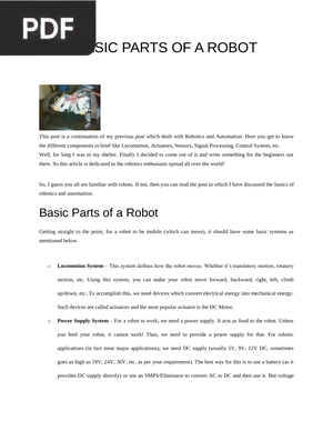 Basic parts of a robot (Inglés) (Artículo)