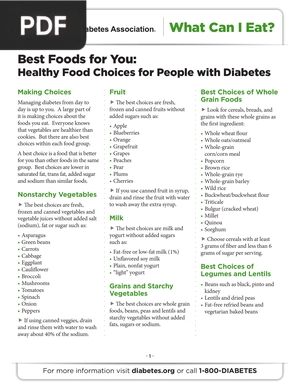 Best Foods for You: Healthy Food Choices for People with Diabetes (Inglés) (Artículo)