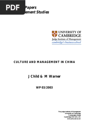 Culture and management in china (Inglés)