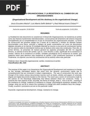 El Desarrollo Organizacional y la resistencia al cambio en las organizaciones