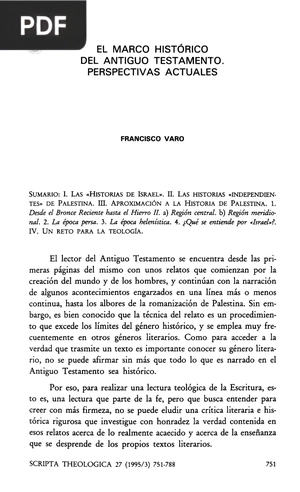 El marco histórico del antiguo testamento. Perspectivas actuales