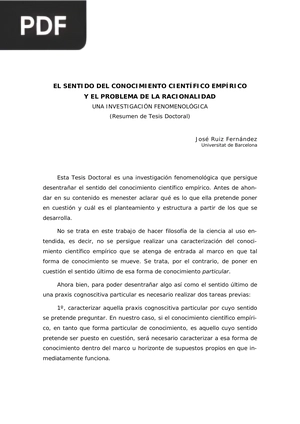 El sentido del conocimiento científico empírico y el problema de la racionalidad