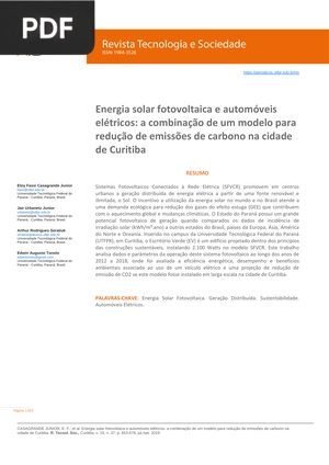 Energia Solar fotovoltaica e automóveis elétricos (Portugués) (Artículo)