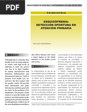 Esquizofrenia: Detección oportuna en atención primaria (Artículo)