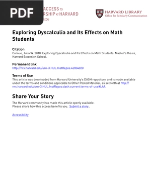 Exploring Dyscalculia and Its Effects on Math Students (Inglés)