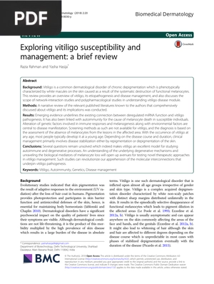 Exploring vitiligo susceptibility and management (Articulo) (Inglés)