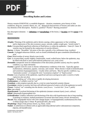 Fundamentals of Dermatology. Describing Rashes and Lesions (Artículo) (Inglés)