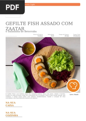 Gefilthe fish assado com zaatar e Saladinha de Beterraba (Portugués)