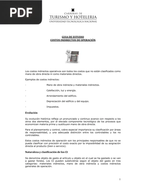 Guía de estudio. Costos indirectos de operación (Artículo)