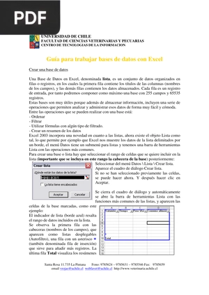 Guía para trabajar bases de datos con Excel