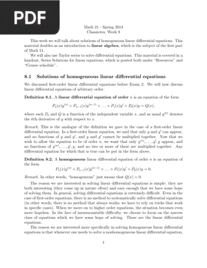 Homogeneous differential equations (Inglés) (Artículo)