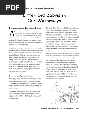 Litter and Debris in Our Waterways (Inglés) (Artículo)