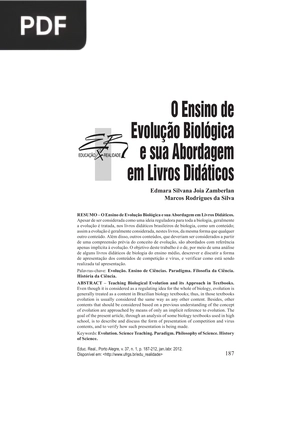 O Ensino de Evolução Biológica e sua Abordagem em Livros Didáticos (Portugués)