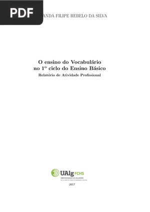 O ensino do Vocabulário no 1o ciclo do Ensino Básico