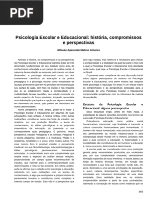 Psicologia Escolar e Educacional: história, compromissos e perspectivas  (Portugués) (Artículo)