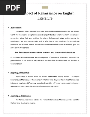 The Impact of Renaissance on English Literature (Artículo) (Inglés)