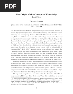 The Origin of the Concept of Knowledge (Inglés) (Artículo)