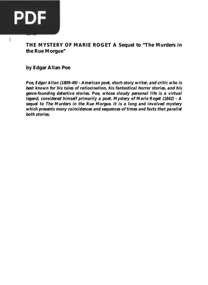 The mystery of Marie Roget