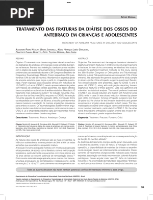 Tratamento das fraturas da diáfise dos ossos do antebraço em crianças e adolescentes (Portugués) (Artículo)