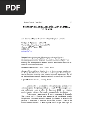 Um olhar sobre a história da química no Brasil (Portugués)