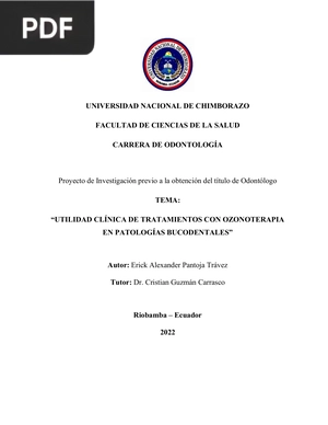 Utilidad clínica de tratamientos con ozonoterapia en patologías bucodentales