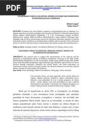 Valquirias versus Gigantas: Modelos Marciais Femininos na mitologia escandinava (Portugués)