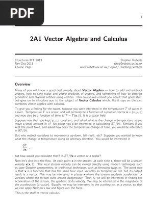 Vector Algebra and Calculus (Inglés)