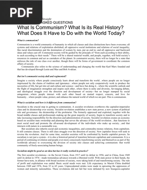 What Is Communism? What Is its Real History? What Does It Have to Do with the World Today? (Inglés) (Artículo)