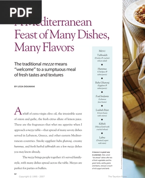 A Mediterranean Feast of Many Dishes, Many Flavors (Inglés)