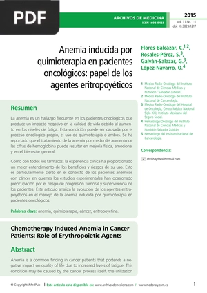 Anemia inducida por quimioterapia en pacientes oncológicos