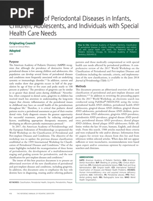 Classification of Periodontal Diseases in Infants, Children, Adolescents, and Individuals with Special Health Care Needs (Inglés)