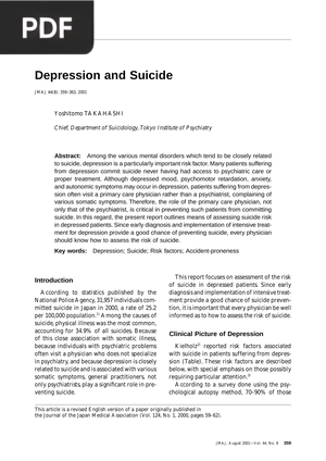 Depression and Suicide (Inglés) (Artículo)