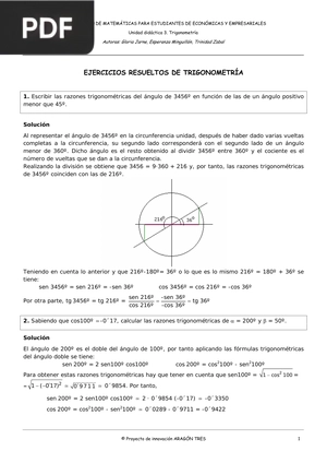 Ejercicios resueltos de trigonometría (Artículo)