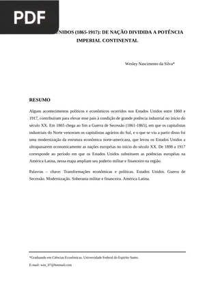 Estados Unidos (1865-1917): de nação dividida a potência imperial continental (Portugués)