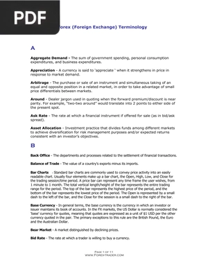 Glossary of Forex (Foreign Exchange) Terminology (Inglés)