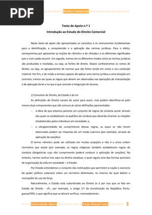 Introdução ao Estudo do Direito Comercial (Portugués)