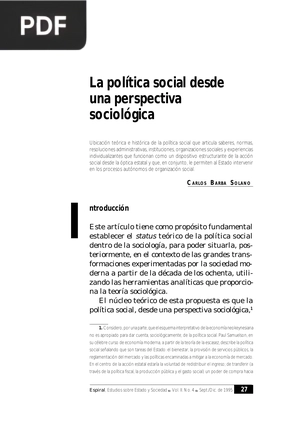 La política social desde una perspectiva sociológica