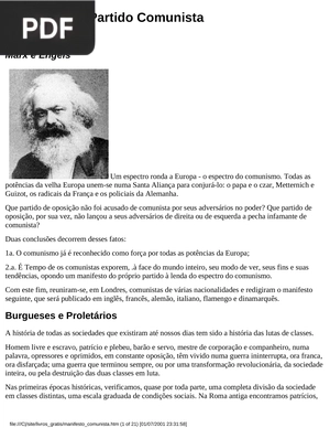 Manifesto do Partido Comunista (Portugués)