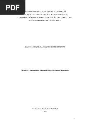 Memória e testemunho: relatos de sobreviventes do Holocausto (Portugués)