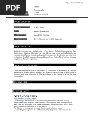 Oceanography (Inglés)