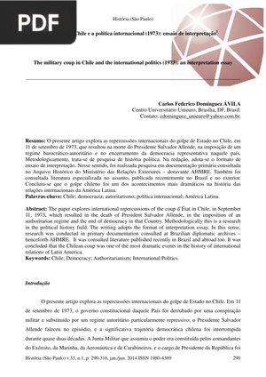O golpe no Chile e a política internacional (1973): ensaio de interpretação (Portugués)