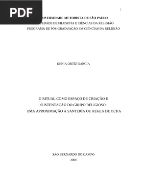 O ritual como espaço de criação e sustentação do grupo religioso: uma aproximação à santería ou regla de Ocha