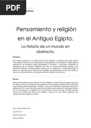 Pensamiento y religión en el Antiguo Egipto