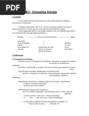 Produção - Conceitos Iniciais (Portugués) (Artículo)