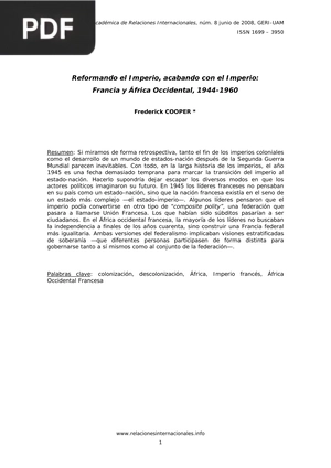 Reformando el Imperio, acabando con el Imperio: Francia y África Occidental, 1944-1960