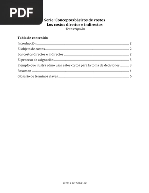 Serie: conceptos básicos de costos. Los costos directos e indirectos (Artículo)