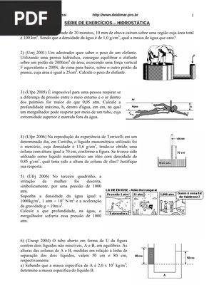 Serie de Exercicios - Hidrostática (Portugués)